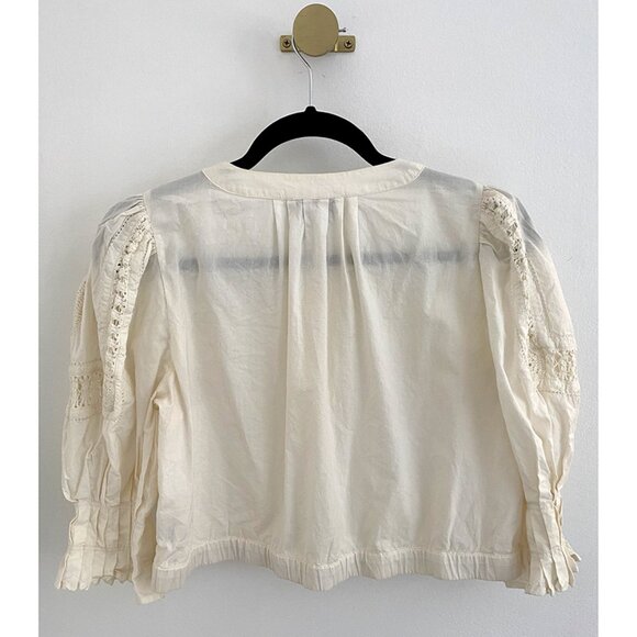 ✨  Sea NY Puff Sleeve Blouse – Ivory Cotton, Size S - Picture 4 of 11